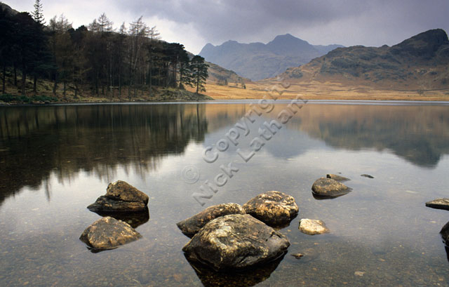 classic landscape water rock autumn mountain Lake District Lakes Side Pike reflection cloud overcast