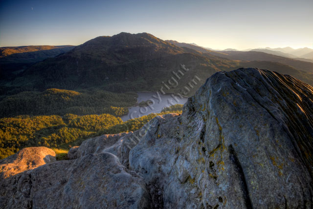 mountain Scotland Trossachs hill rock landscape sunset forest outdoor explore tourist adventure